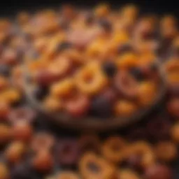 A vibrant assortment of dried fruits including apricots and figs