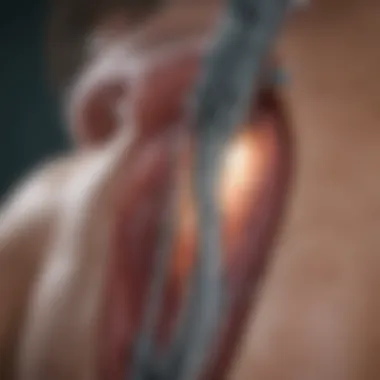 A close-up view of a surgical procedure on the lumbar region.