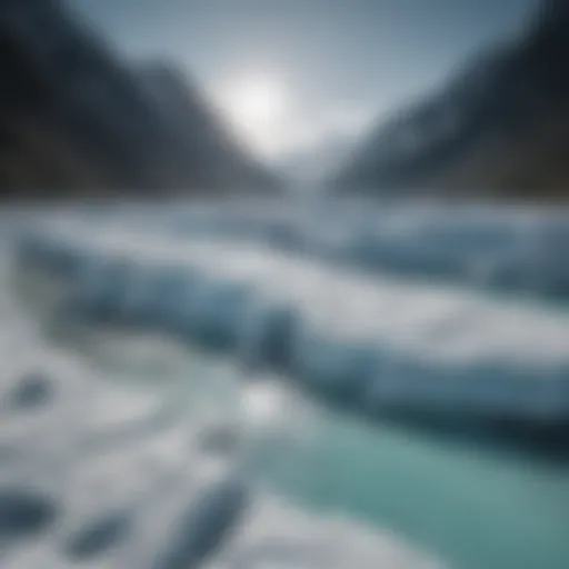 Aerial view of melting glaciers