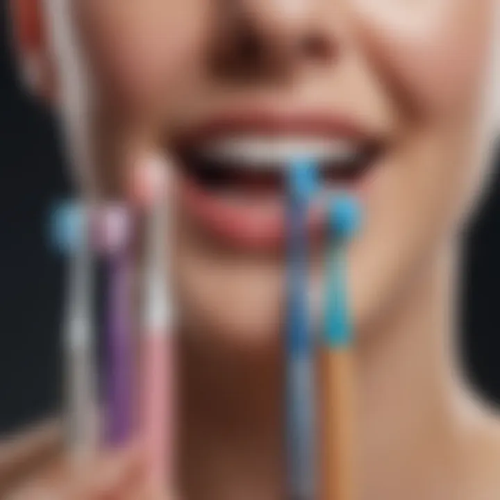 Visual representation of various toothbrush types and their features