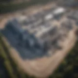 Aerial view of a concrete production facility showcasing sustainable practices.