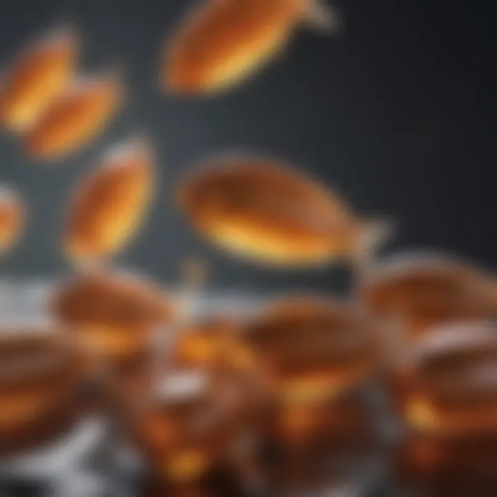 Close-up of fish oil capsules highlighting their benefits.