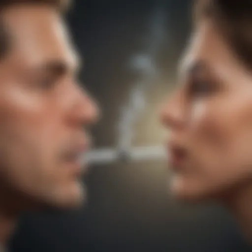 A conceptual illustration showing the contrast between smoking and healthy living