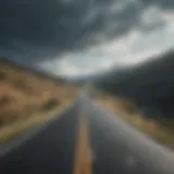 A serene road landscape symbolizing freedom and challenges in driving.