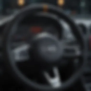 Focus and Mindfulness Behind the Wheel A close-up of a steering wheel reflecting concentration and control.