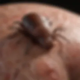 Close-up of a tick on pig skin