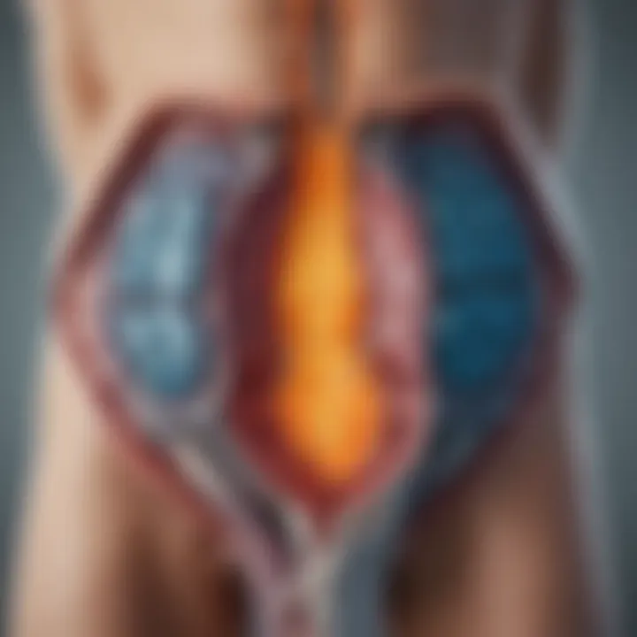 Diagram showing staging of prostate cancer via endorectal MRI