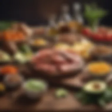 Ketogenic Diet Essentials for Epilepsy Management A visually appealing arrangement of ketogenic foods showcasing healthy fats and low-carb ingredients.