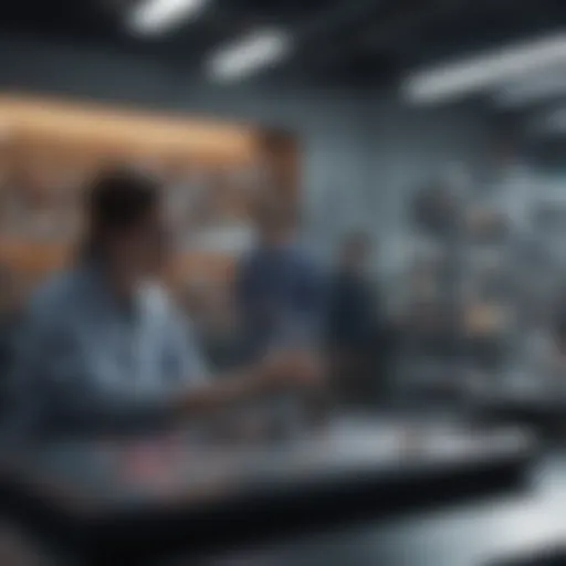A collaborative research environment in a national laboratory showcasing scientists engaging in advanced experimentation.