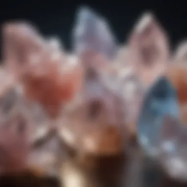 Close-up of specific crystals known for emotional healing