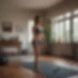 An individual engaging in a micro exercise routine in a home setting.
