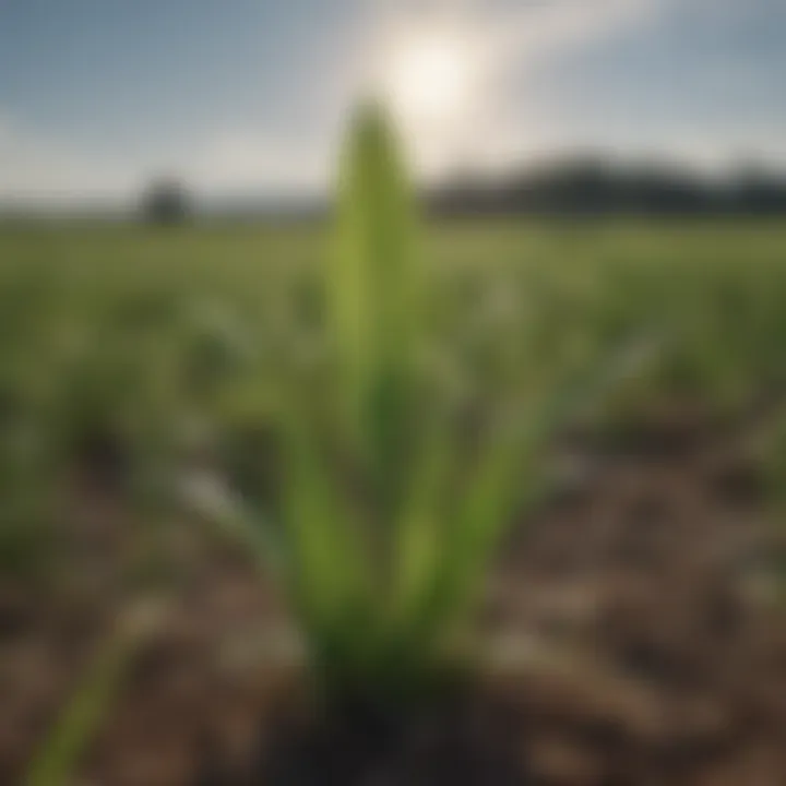 Natural setting of Plantago ovata in a field