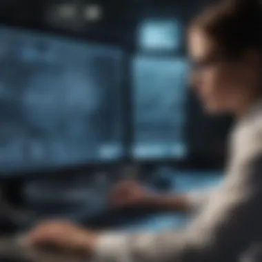 A researcher examining data on a computer screen, highlighting the importance of data analysis in scientific inquiry.