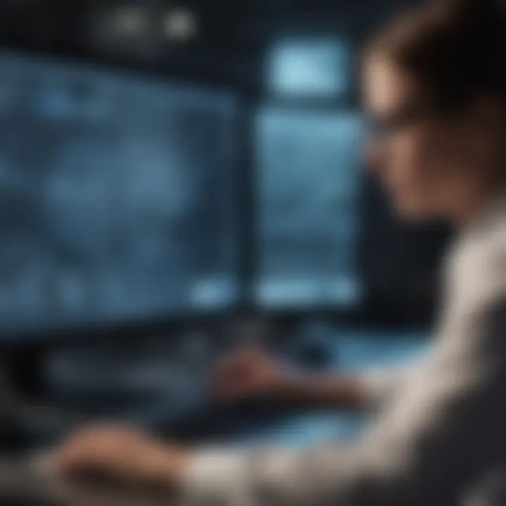 A researcher examining data on a computer screen, highlighting the importance of data analysis in scientific inquiry.