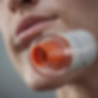 Salbutamol Inhaler Design Close-up of a salbutamol inhaler highlighting its design