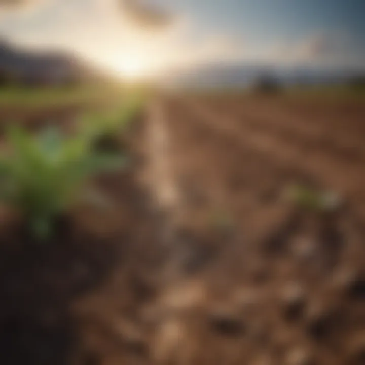 Agricultural land exhibiting sustainable soil management practices.