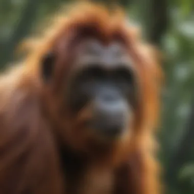 Sumatran Orangutan in the Wild Sumatran orangutan in its natural habitat
