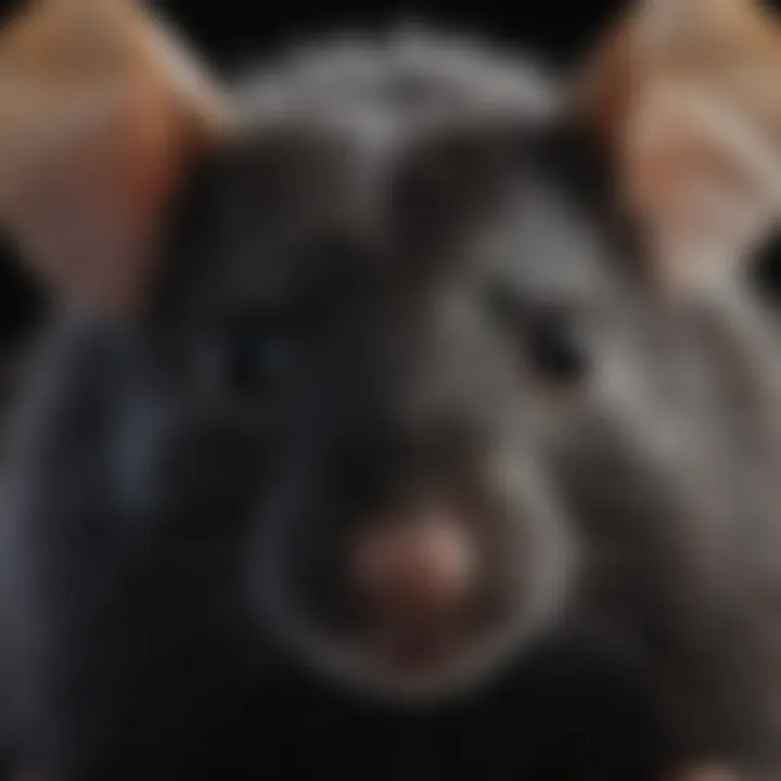 Close-up of a black mouse highlighting its distinct fur and features.
