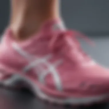 A close-up view of advanced ASICS technology used in athletic footwear