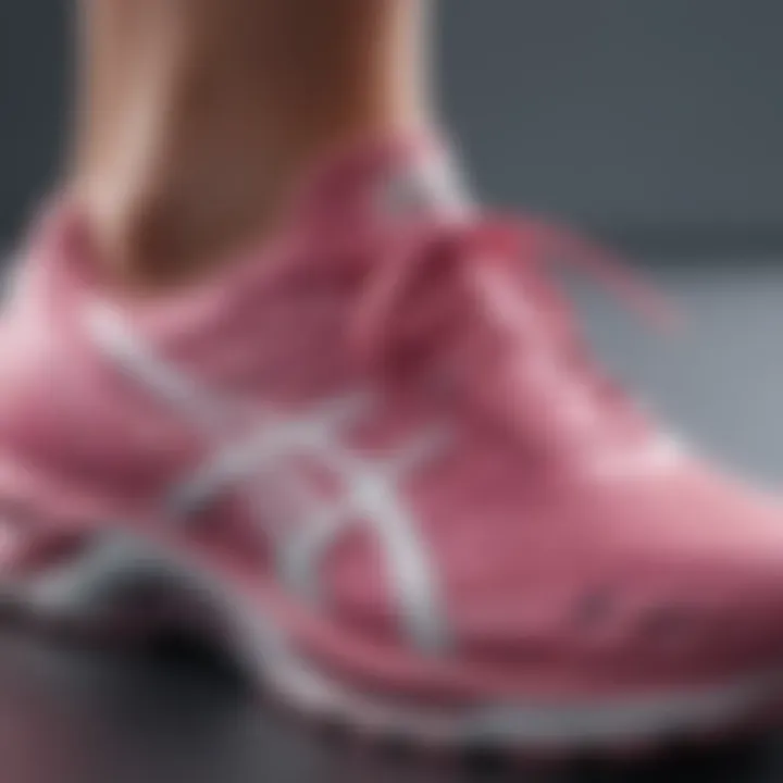 A close-up view of advanced ASICS technology used in athletic footwear