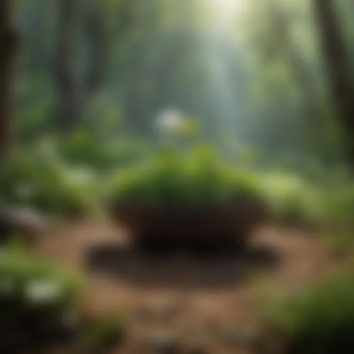 A serene landscape showcasing Brahmi growing in its natural habitat, symbolizing its traditional use.