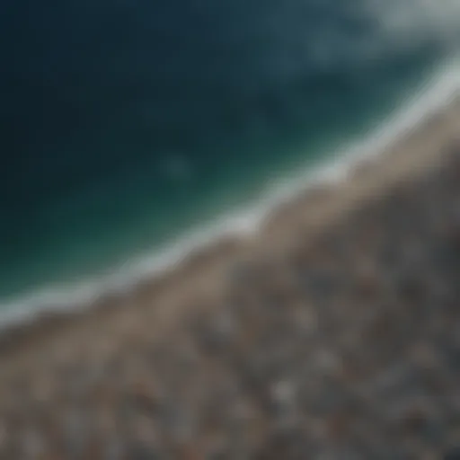 Aerial view of a vast area of plastic debris floating in the Pacific Ocean