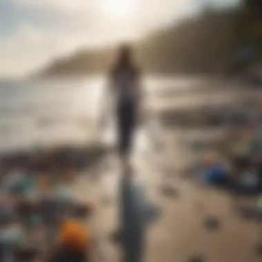 Community cleanup efforts on a beach affected by plastic pollution