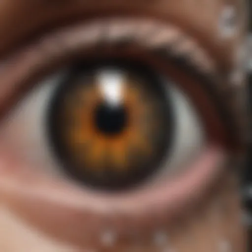 Illustration of the eye with alcohol molecules affecting visual pathways
