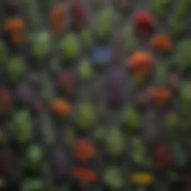 A vibrant display of diverse herbs showcasing their unique shapes and colors.