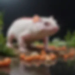 A variety of nutritious foods suitable for axolotls