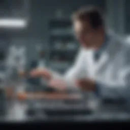 A researcher conducting a clinical trial in a laboratory setting.