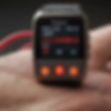 Monitoring Heart Rate and Blood Pressure during Exercise Close-up of a heart rate monitor during a run.