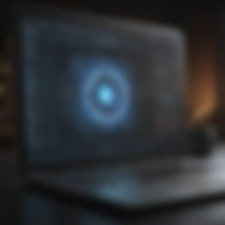 A digital interface showcasing features of LuminWaves portal on a laptop.