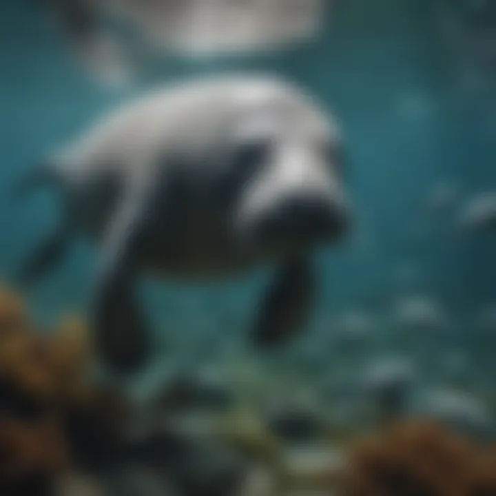 Diagram showcasing the key adaptations of manatees for aquatic life