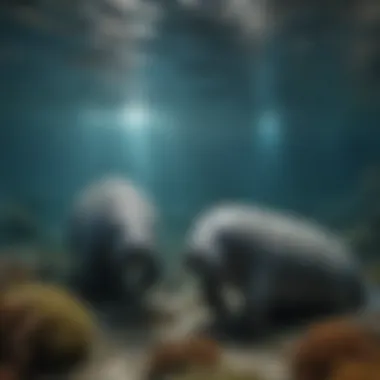 Manatees in Contemporary Marine Ecosystems Visual representation of manatees in their marine ecosystem