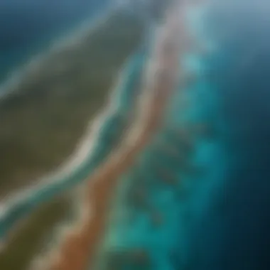 Aerial view of the Great Barrier Reef showcasing affected areas