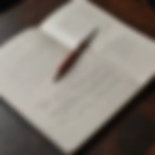 A close-up of an elegant notebook with unique left-handed writing techniques displayed on its pages.