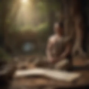 An ancient manuscript depicting the historical roots of meditation