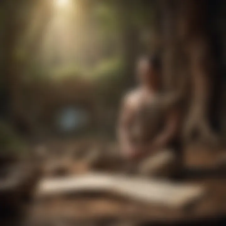 An ancient manuscript depicting the historical roots of meditation