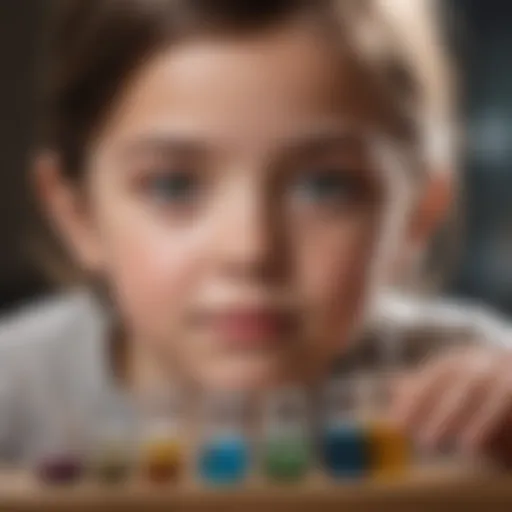 A child engaged in a scientific experiment using Montessori materials