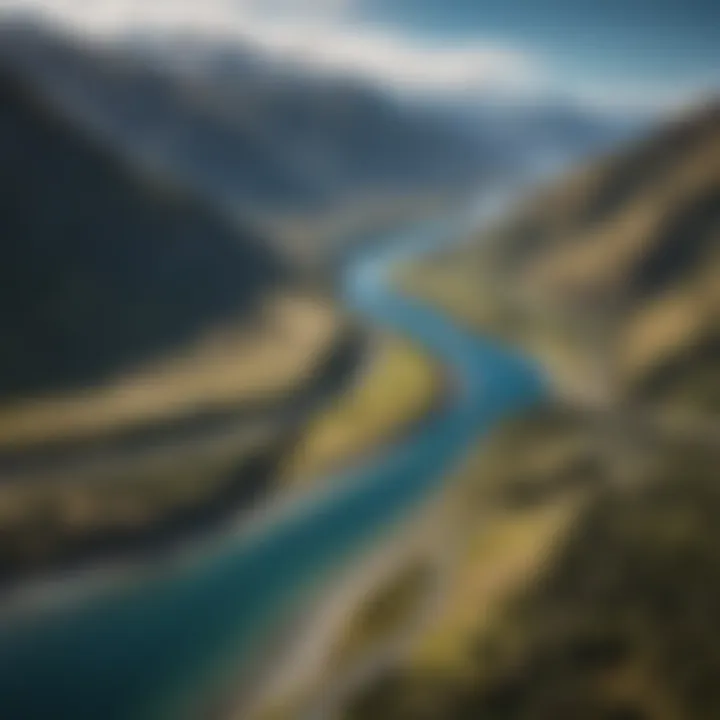 Aerial view of New Zealand's landscape showcasing its natural beauty