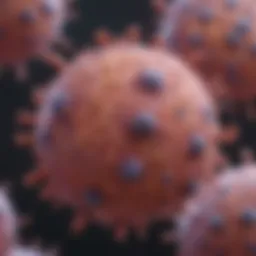 Microscopic view of breast tumor cells highlighting biological characteristics