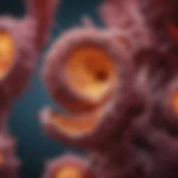 Microscopic view of colorectal cancer cells