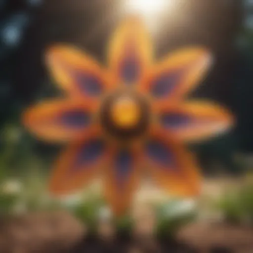 Conceptual illustration of the solar energy flower harnessing sunlight