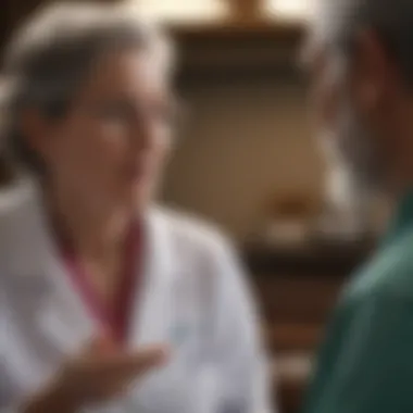 A healthcare professional discussing treatment options with a caregiver