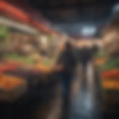 A thoughtful shopper in a farmers market