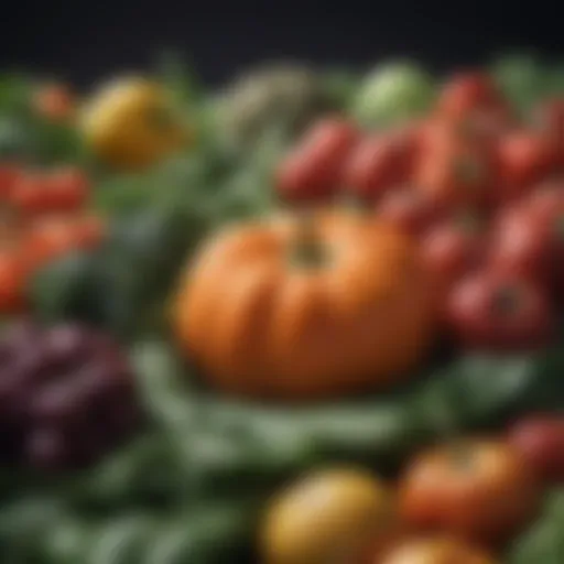 A vibrant array of seasonal vegetables and fruits