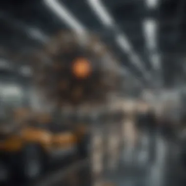 Conceptual image showing applications of swarm machine learning across industries