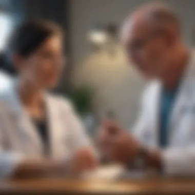 Consulting with Healthcare Professionals A thoughtful consultation between a patient and a healthcare provider
