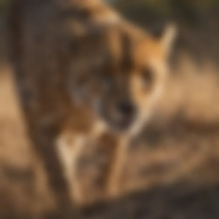 Close-up of a cheetah stalking its prey